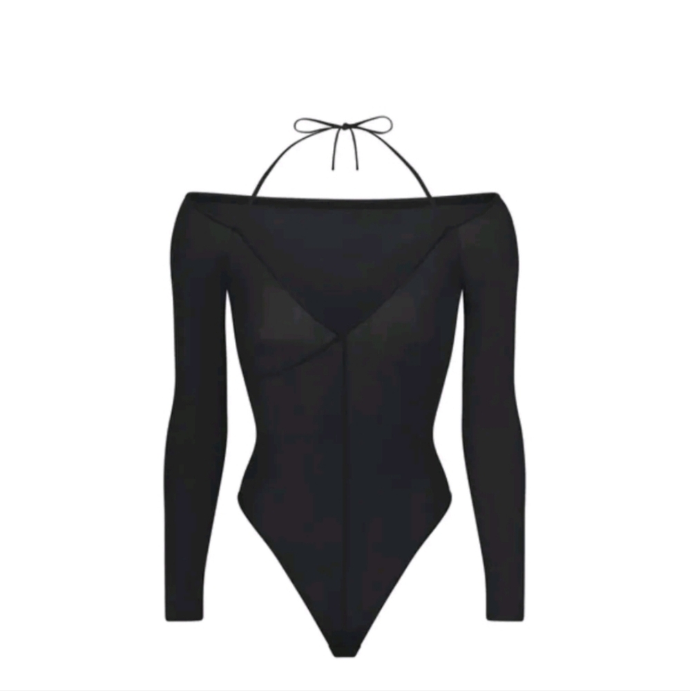 (B38) SKIMS Off Shoulder Jelly Sheer Bodysuit medium